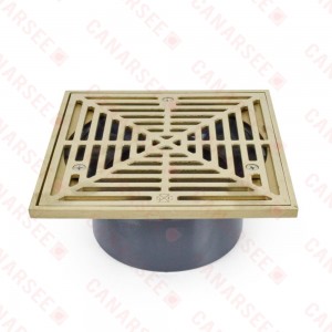 PVC Floor Drain, Square, Nickel Bronze, PVC 4" Hub