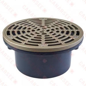 PVC Floor Drain, Round, Nickel Bronze, PVC 4" Hub