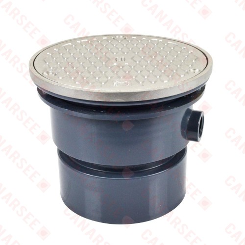 Standard Adjustable Cleanout Complete Assembly, Round, Stainless Steel, PVC 4" Hub