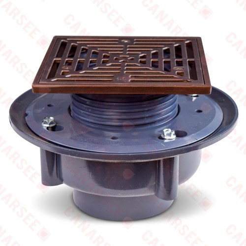 High-Capacity, Square PVC Shower Tile/Pan Drain w/ Oil Rubbed Bronze Strainer, 3" Hub High-Capacity, Square PVC Shower Tile/Pan Drain w/ Oil Rubbed Bronze Strainer, 3" Hub
