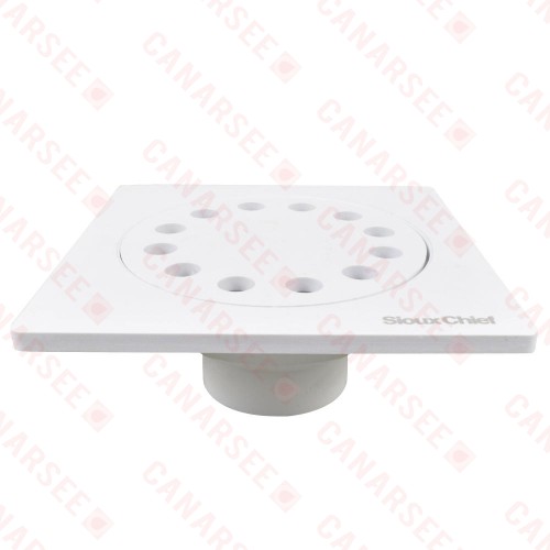 PVC 6" x 6" Bell Trap Square Floor Drain, 2" Hub