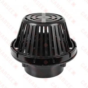 Cast Iron Roof Drain w/ Plastic Dome Strainer, 6" No-Hub