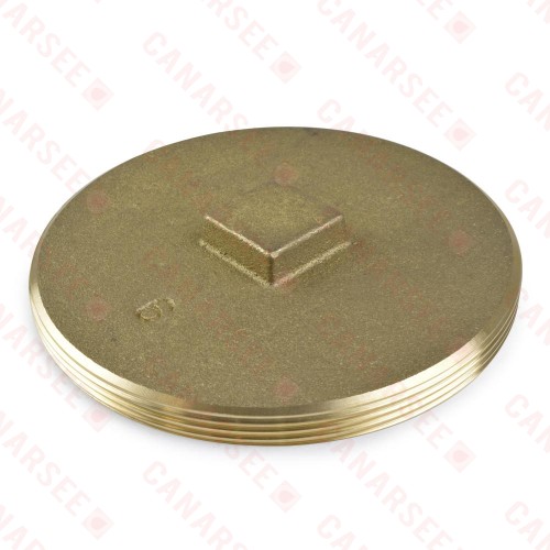 Heavy-Duty Brass Threaded Cleanout Plug w/ Raised Square Head, 6" MIP