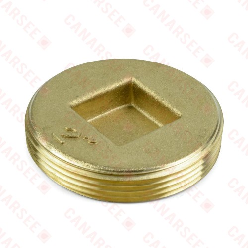 Heavy-Duty Brass Threaded Flush Cleanout Plug w/ Countersunk Square Head, 2" MIP