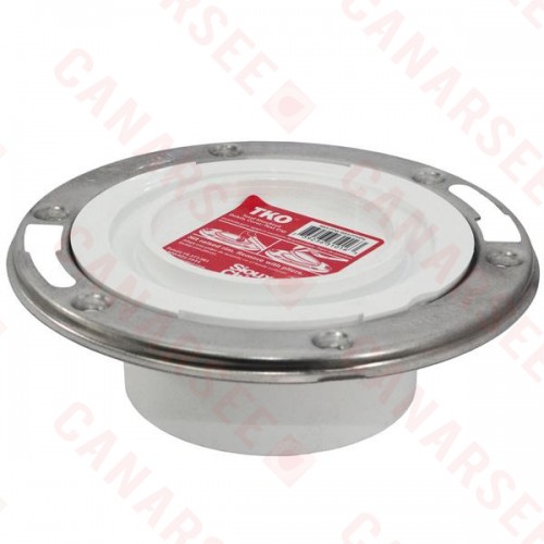 3" Hub x 4" Inside, Total Knockout Closet Flange (TKO) w/ Swivel St. Steel Ring, SCH40 PVC