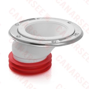 4" Inside, Push-Tite FullFlush Offset Gasket Closet Flange w/ Swivel St. Steel Ring, for PVC/Cast Iron