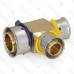 3/4" x 1/2" x 1/2" PEX Press Tee, Lead-Free Bronze