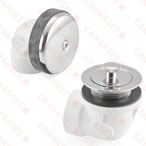 Lift and Turn Bathtub Drain/Waste (Half Kit) w/ Chrome Plated Trim, PVC, 1-hole