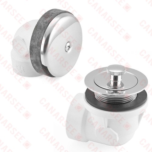 Lift and Turn Bathtub Drain/Waste (Half Kit) w/ Chrome Plated Trim, PVC, 1-hole