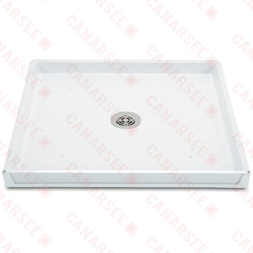 32" x 30" x 2.5" DuraPan Washer/Water Heater Pan w/ Center Drain Assembly, Flock White