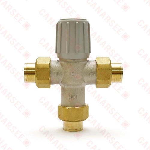Honeywell 3/4” Union Sweat Mixing Valve (Lead-Free), 70F-120F
