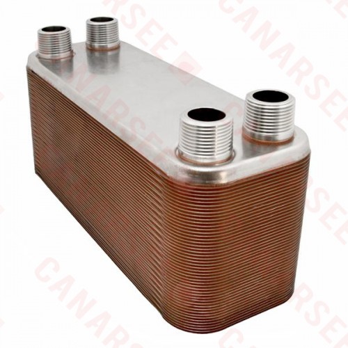Everhot BT4x12-70 4-1/4" x 12" Brazed Plate Heat Exchanger, 70-Plate, 1"