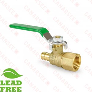 1/2” PEX x NPT Threaded Brass Ball Valve, Full Port (Lead-Free)