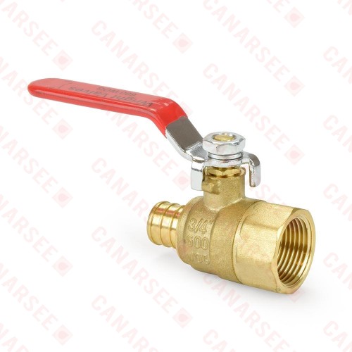 3/4” PEX x NPT Threaded Brass Ball Valve, Full Port