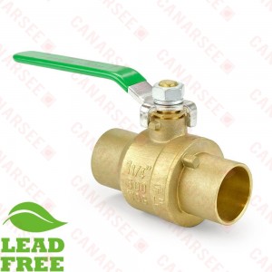 1-1/4” Sweat (Solder) Brass Ball Valve, Full Port (Lead-Free)