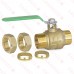 1" Compression (1-1/8" OD) Brass Ball Valve, Full Port, Lead-Free