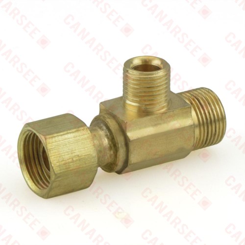 3/8" x 3/8" x 1/4" OD Compression Swivel Tee, Lead-Free