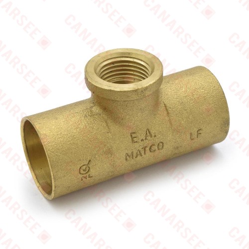 Matco Norca CRTF0503LF 1" C x 1" C x 1/2" Female Thread Cast Brass Adapter Tee, Lead Free