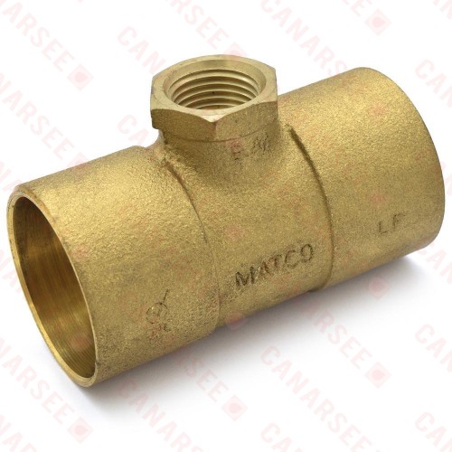 Matco Norca CRTF0703LF 1-1/2" C x 1-1/2" C x 1/2" Female Thread Cast Brass Adapter Tee, Lead Free