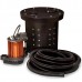 Crawl Space Sump Pump Kit w/ 16.5” x 15” Basin, 1/2HP Sump Pump w/ 10' cord, 24' Drain Hose & Check Valve, 1/2HP, 115V