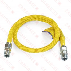 1/2 ID (5/8" OD) ProCoat Coated Stainless Steel Gas Connector w/ 3/4" MIP Fittings (48" Length)"