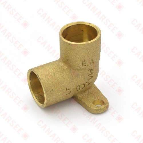 1/2” Sweat Cast Brass Drop Ear Elbow, Lead-Free