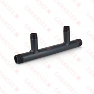 (2-Branch) Boiler Header Manifold, 1" Trunk x 3/4" Outlets, Threaded