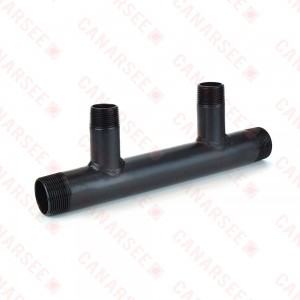 (2-Branch) Boiler Header Manifold, 1-1/4" Trunk x 1" Outlets, Threaded