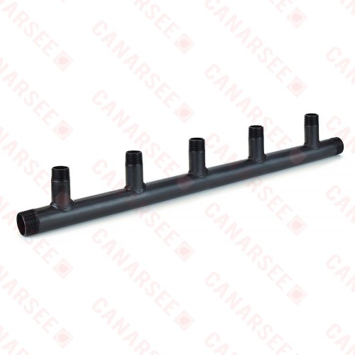 (5-Branch) Boiler Header Manifold, 1-1/4" Trunk x 1" Outlets, Threaded