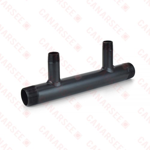 (2-Branch) Boiler Header Manifold, 1-1/4" Trunk x 3/4" Outlets, Threaded