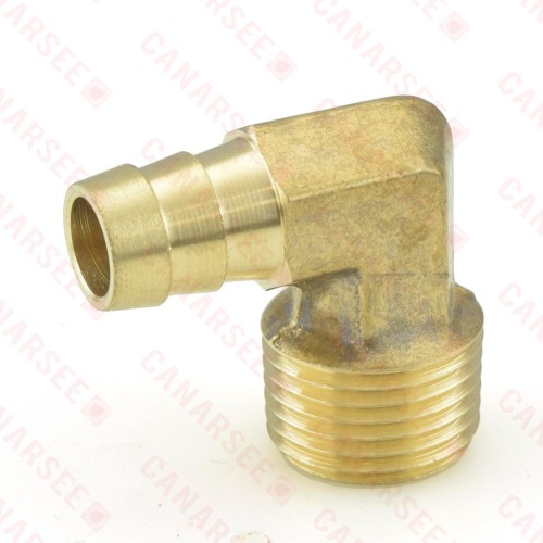 1/2” Hose Barb x 1/2” Male Threaded Elbow, Brass