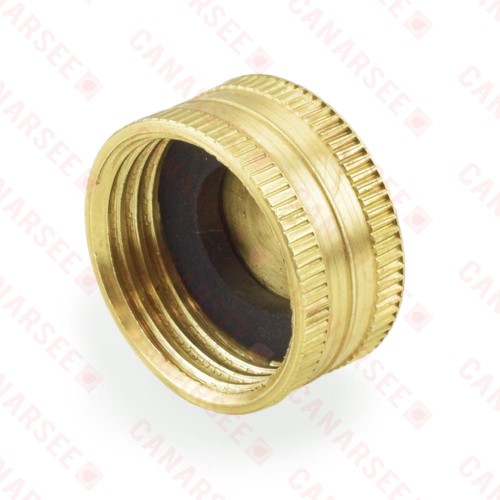 3/4" Garden Hose Brass Cap w/ Washer, Lead-Free