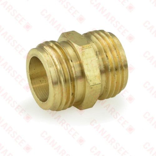 3/4" MGH x 3/4" MGH (tapped 1/2" FIP) Brass Coupling, Lead-Free