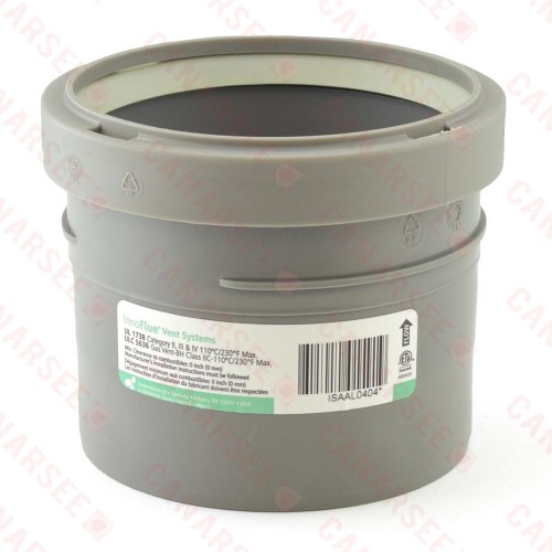 4" Fem. PVC/CPVC w/ Gasket to 4" Innoflue SW Appliance Adapter