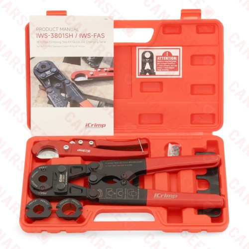 Compact PEX Crimp Tool Kit w/ Pipe Cutter for sizes 3/8", 1/2", 3/4" & 1" Compact PEX Crimp Tool Kit w/ Pipe Cutter for sizes 3/8", 1/2", 3/4" & 1"