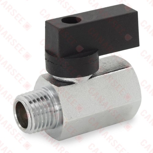 1/4" Male x 1/4" Female NPT Threaded Mini Brass Ball Valve, Full Port 1/4" Male x 1/4" Female NPT Threaded Mini Brass Ball Valve, Full Port