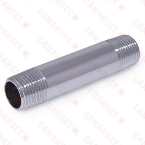 1/2” x 3-1/2” Brass Pipe Nipple, Chrome Plated, LF