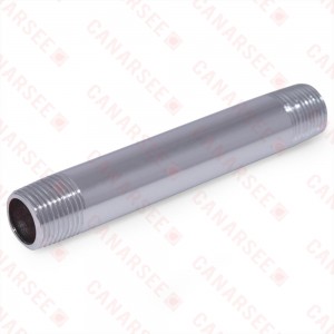 1/2" x 5" Brass Pipe Nipple, Chrome Plated, Lead-Free