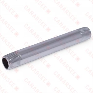 1/2” x 6” Brass Pipe Nipple, Chrome Plated, Lead-Free