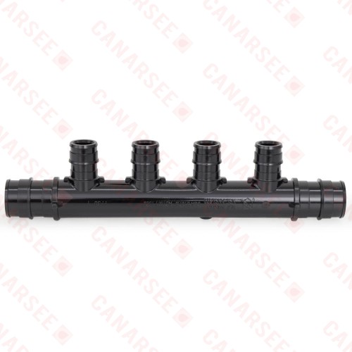 4-Branch PEX-A Expansion (F1960) Poly-Alloy Manifold, 1/2" Ports x 3/4" Inlet/Outlet, Open-Style, Lead-Free
