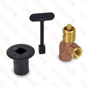 HearthMaster Angle Log Lighter Gas Valve Kit (Valve, Black Flange and Key), NG or LP