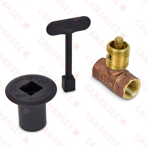 HearthMaster Straight Log Lighter Gas Valve Kit (Valve, Black Flange and Key), NG or LP