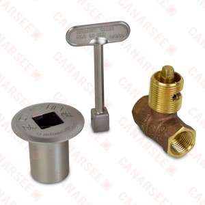 HearthMaster Straight Log Lighter Gas Valve Kit (Valve, Brushed Nickel Flange and Key), NG or LP