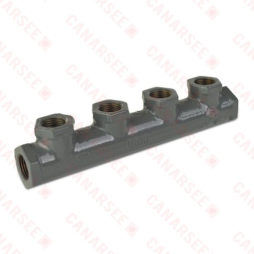 4-Branch Gas Manifold, 1/2" FIP Inlet/Outlet x 1/2" FIP Branches