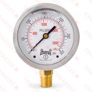 0-300 psi Liquid Filled Pressure Gauge, 2-1/2" Dial, 1/4" NPT