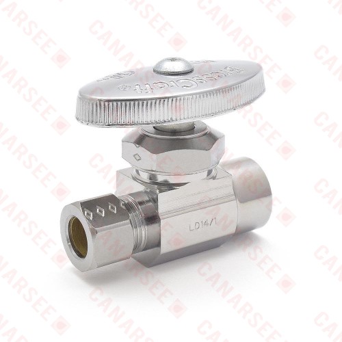 1/2” Sweat x 3/8” OD Compression Straight Stop Valve (Multi-Turn), Lead-Free