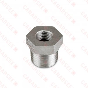 1/2" x 1/4" 304 Stainless Steel Hex Bushing, MNPT x FNPT threaded