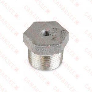 1" x 1/8" 304 Stainless Steel Hex Bushing, MNPT x FNPT threaded