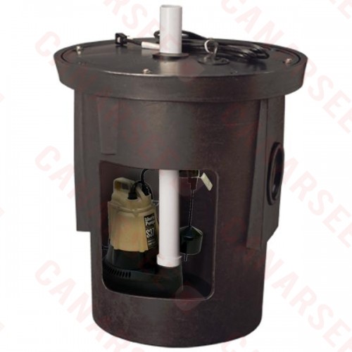 Assembled Sump Kit w/ 18” x 22” Basin, 1/3HP Sump Pump w/ 10' cord, 115V