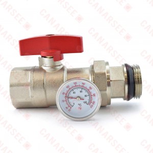 Rifeng SSM400 Manifold Ball Valve w/ Temperature Gauge (red handle)